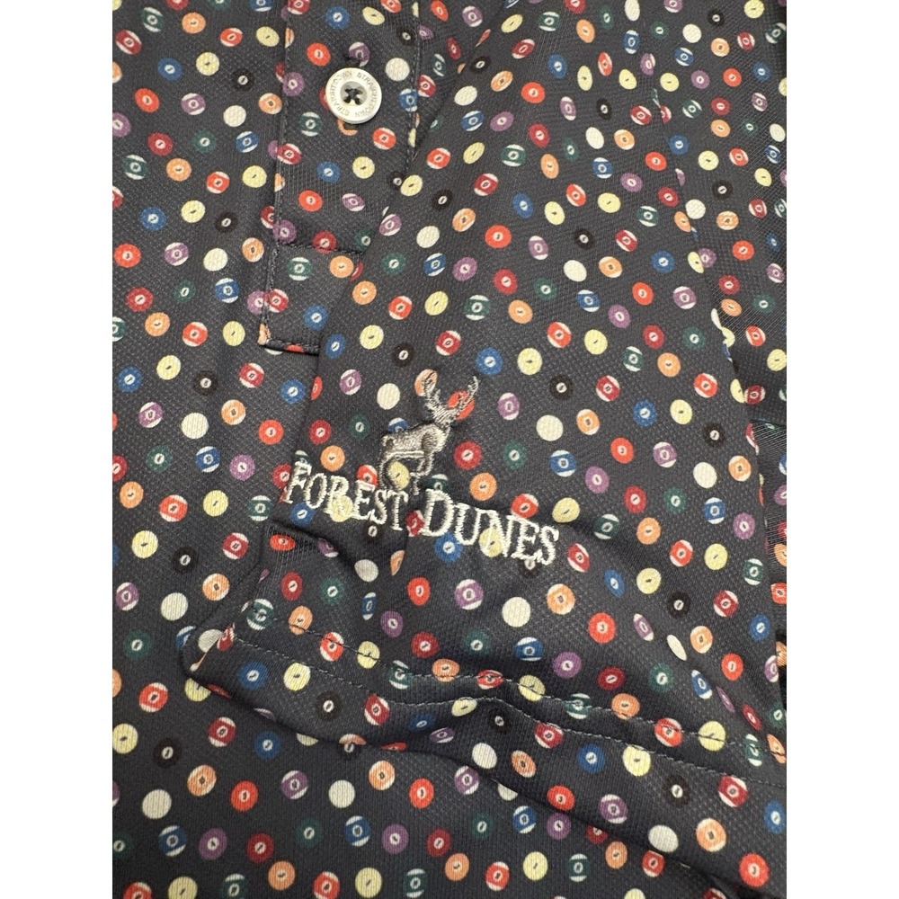 Straight Down Golf Polo Shirt Mens XL Pool Balls All Over Geometric Stretch - Picture 6 of 7